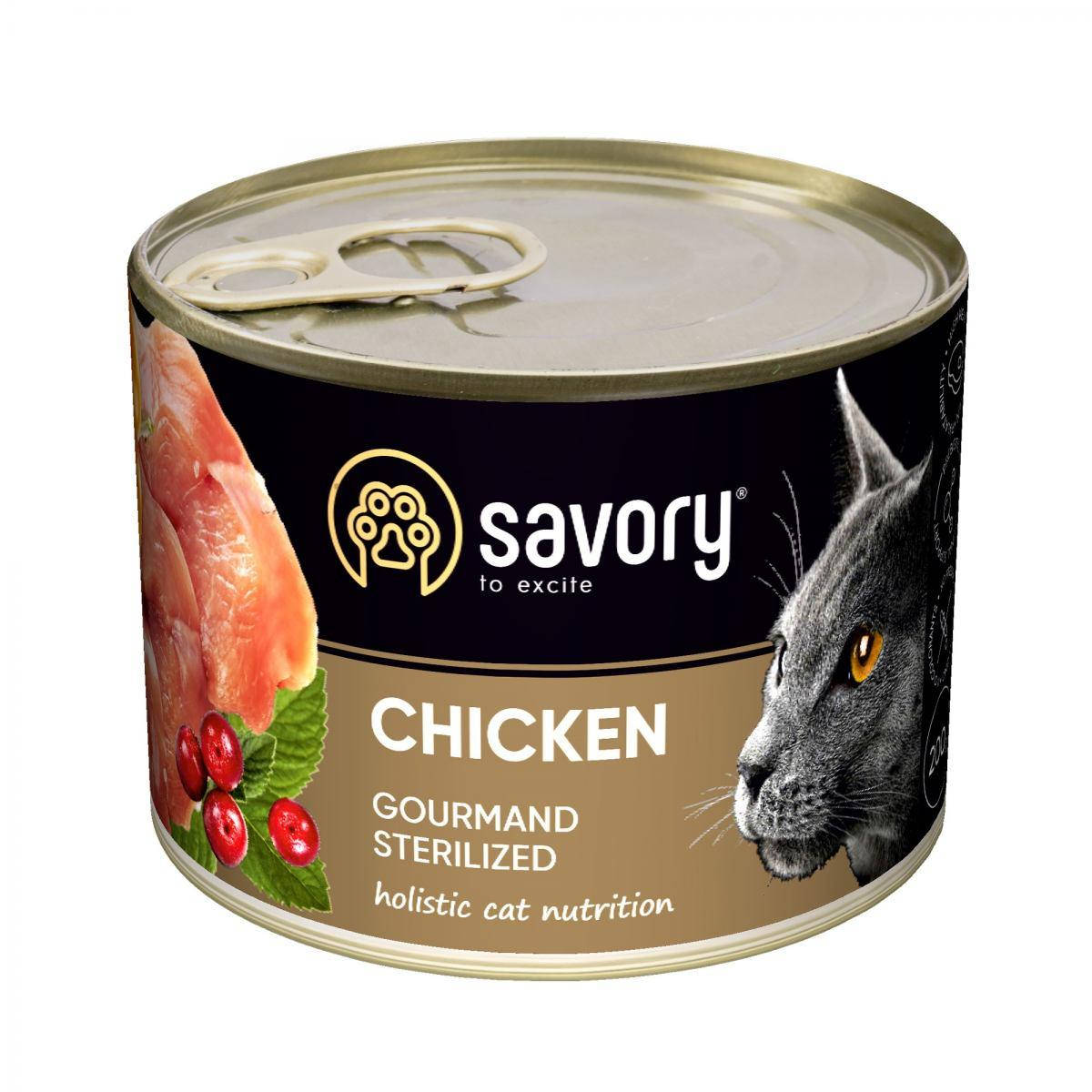 

Консервы для стерилизованных котов Savory с курицей 200г