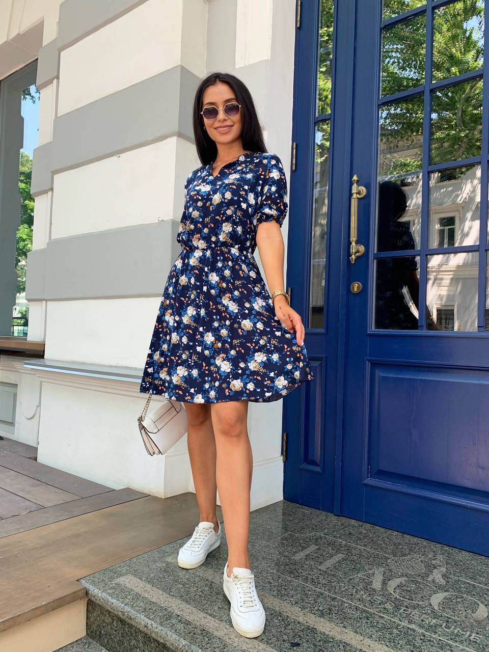 

Платье летнее NOBILITAS 42 - 52 синее штапель (арт. 21028)