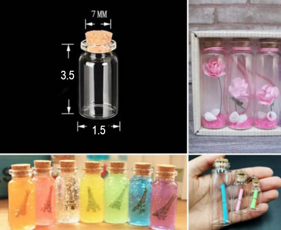 

(1шт) Стеклянная мини бутылочка с пробкой 15х35мм (5ml)