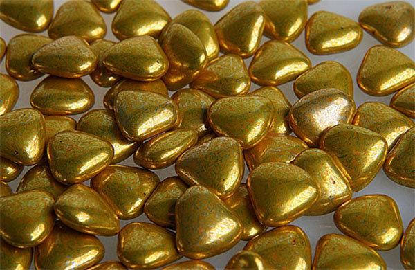 

Шоколадные сердечки золотые 20 мм