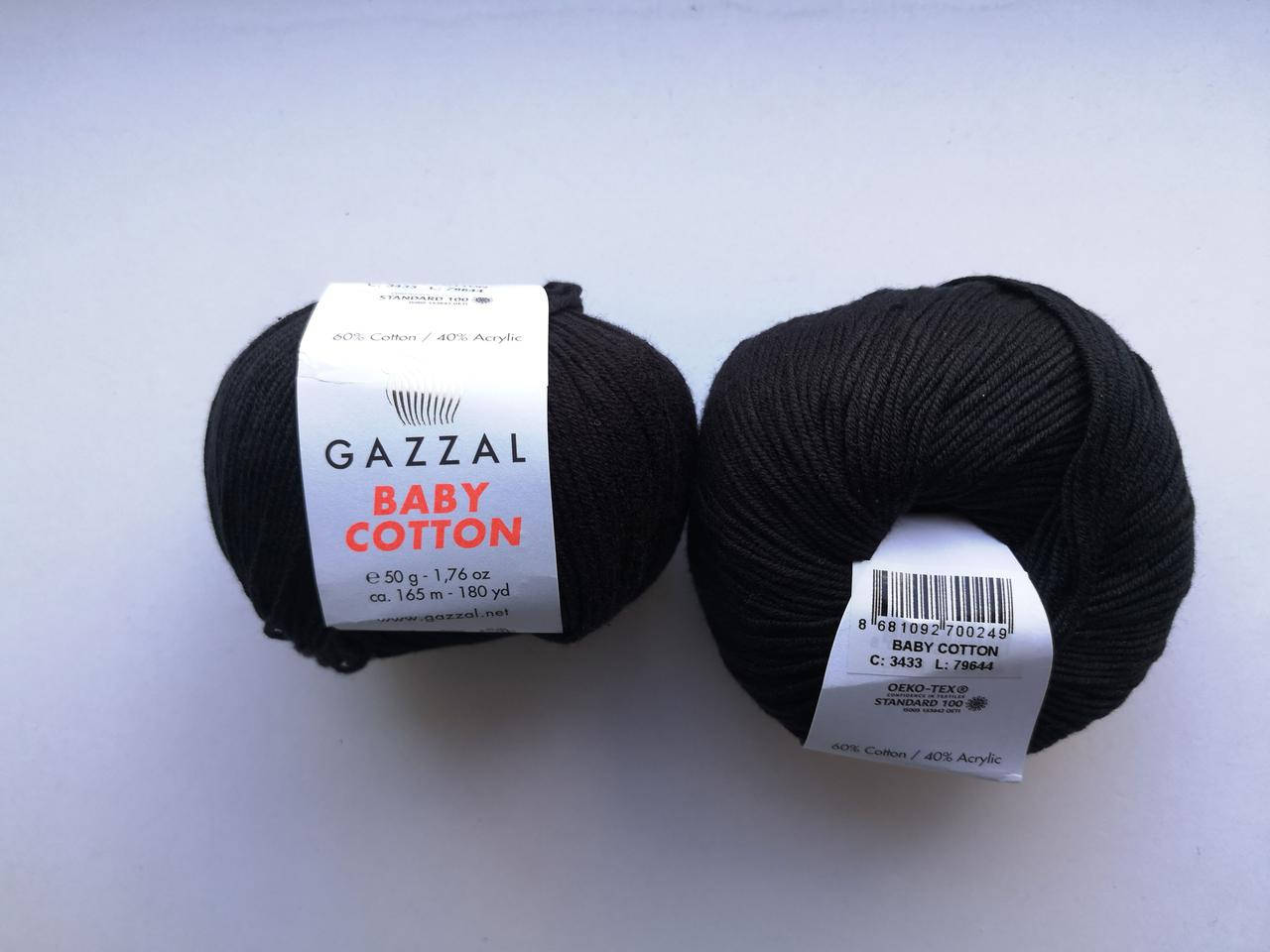 

Пряжа для вязания Беби Коттон Gazzal Газзал (Baby Cotton Gazzal) 3433 черный