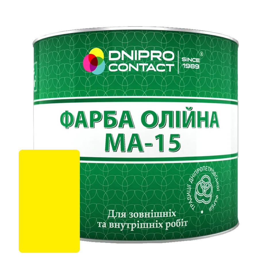 

Краска масляная МА-15 Желтая Dnipro-Contact 1 кг, Желтый
