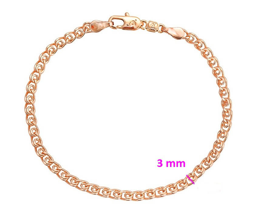 

Браслет позолоченный с медстали, Плетение Love, p. 18,5, 18К