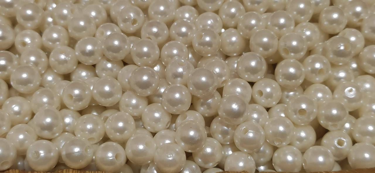 

Жемчуг ( пластик ) 8 мм , молочный , набор 50 шт, Молоко