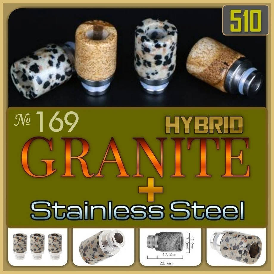 

№169 Stone Drip Tip 510 Hybrid. Дрип тип гибридный из нержавеющей стали и гранита.