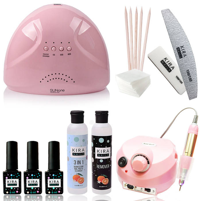 

Стартовый набор Kira Nails "Standart Sun One" + фрезер для маникюра BUCOS Nail Drill ZS-601 PRO Pink