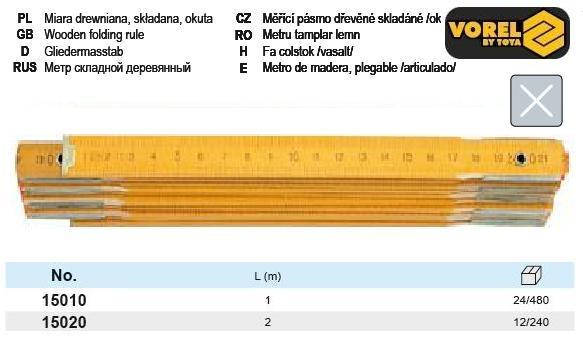 

Метр складывающийся Польша линейка деревянный l=1 м VOREL-15010