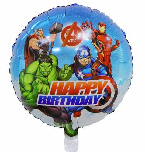 

Фольгированный шар круг Мстители Happy Birthday 18" Китай, Голубой