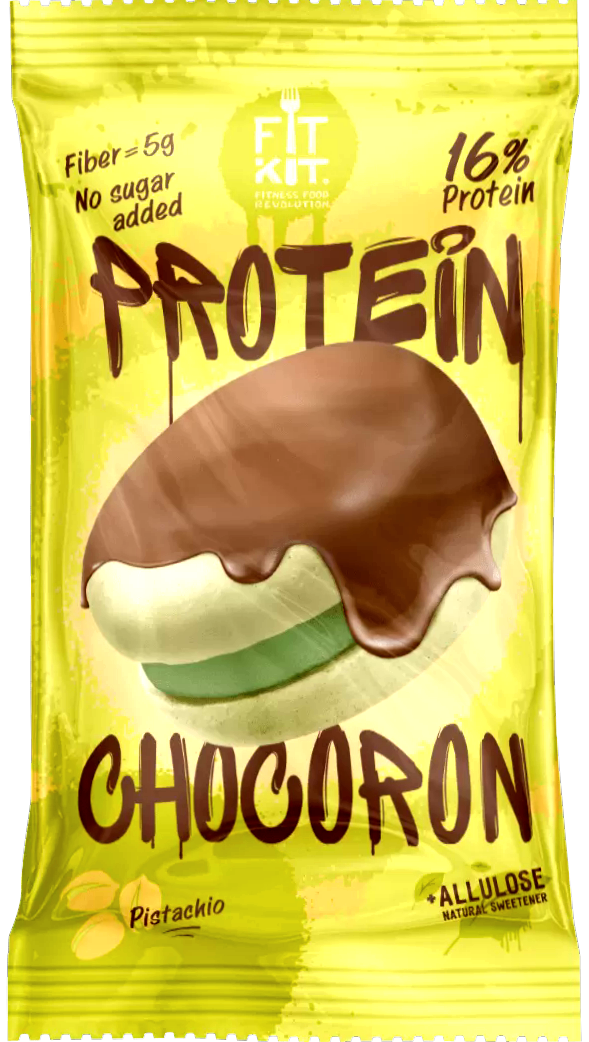 

Протеиновый макарон в глазури Fit Kit Protein CHOCORON Фисташка (30 грамм)