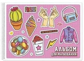 

Альбом для рисования 20 л, A4, спираль, перфорация "Бриск" / Стикеры, Разные цвета