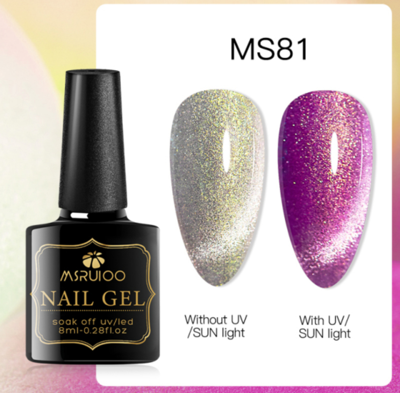 

Гель лак меняет цвет на солнце. Светочувствительный гель лак хамелеон "кошачий глаз" Мsruloo 8мл. Розовый 81