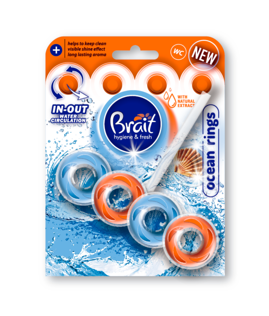 

Подвесной блок для унитаза аромат океана Brait Oceanic Rings 40 г