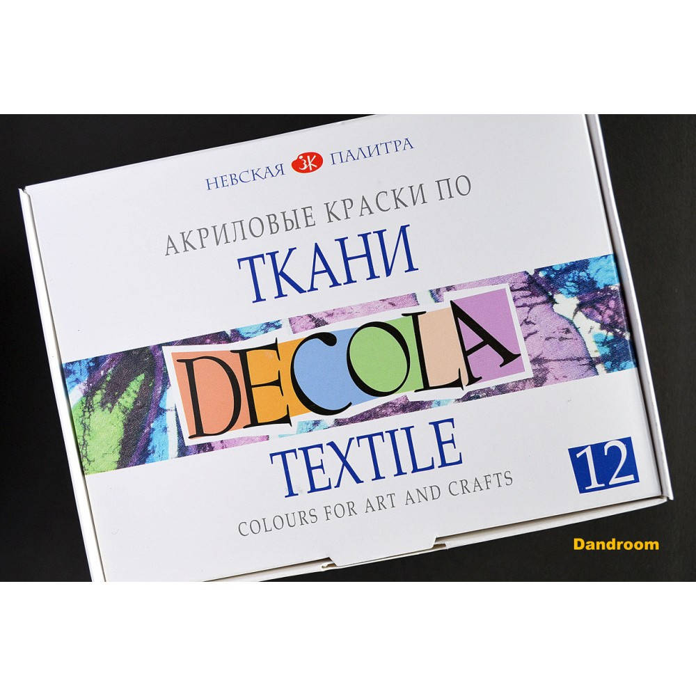 

Краски акриловые по ткани, 12 цветов, 20 мл, DECOLA
