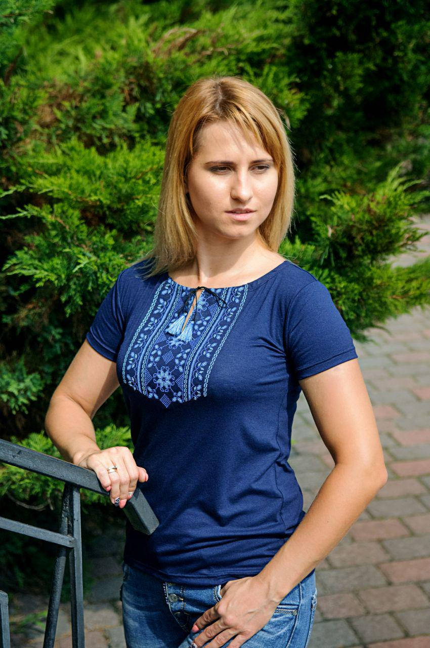 

Футболка-вышиванка женская, вишиванка жіноча, р-р S,M,L,XL,XXL, Синий