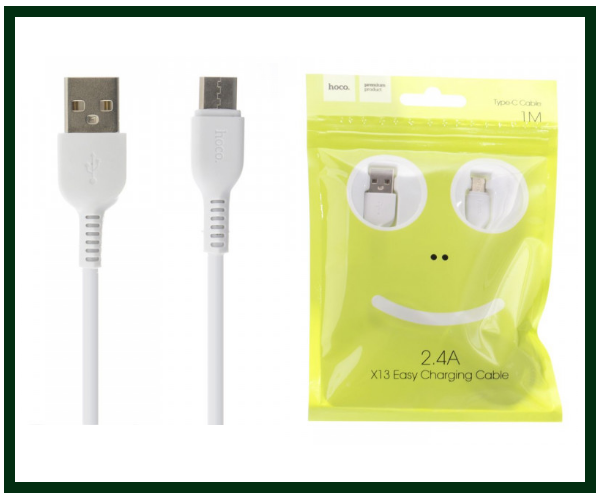 

Дата кабель type-c, usb-c Hoco X13, 1m, 2,1А, белый