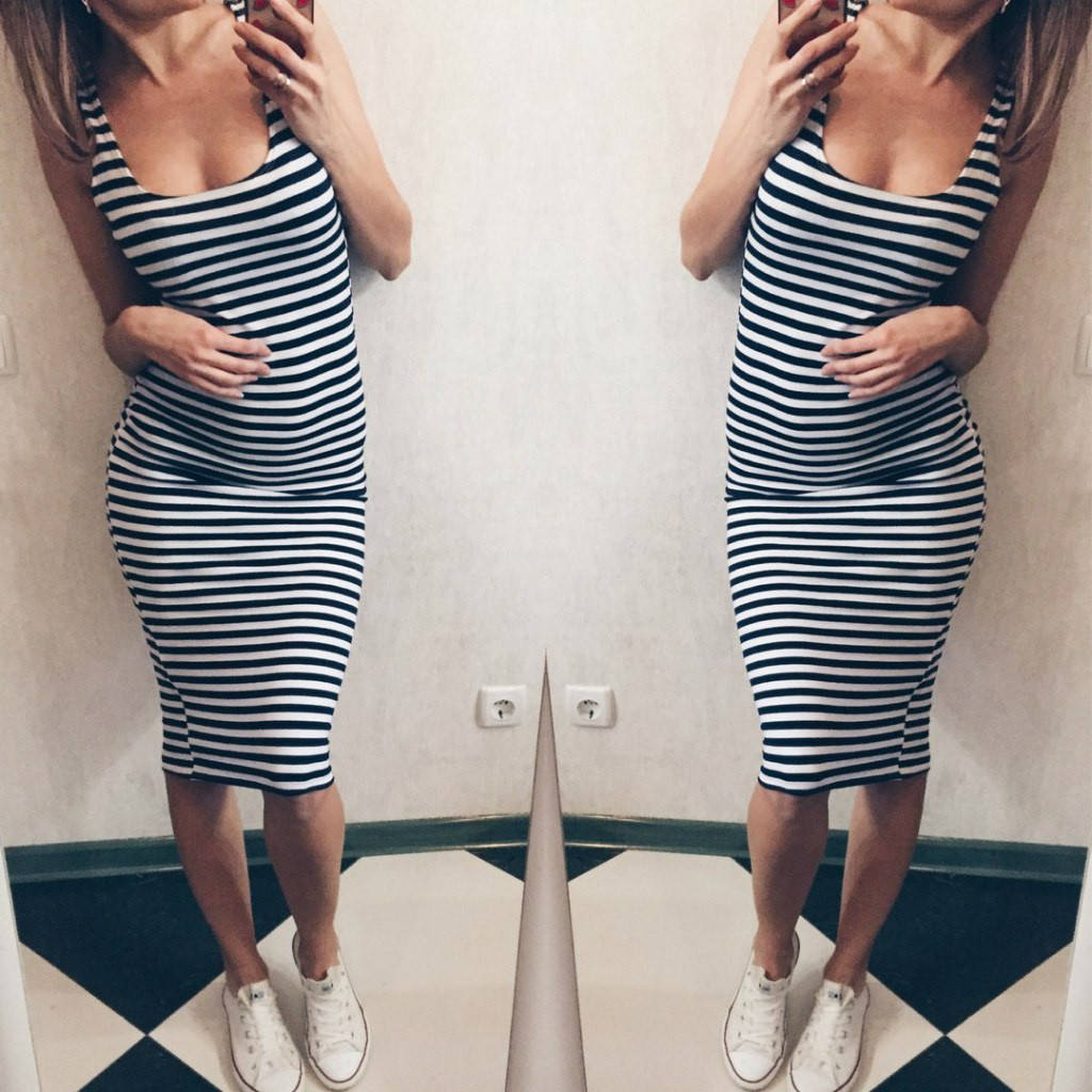 

Платье - тельняшка удлиненное "Rebecca"| Распродажа модели 42-44