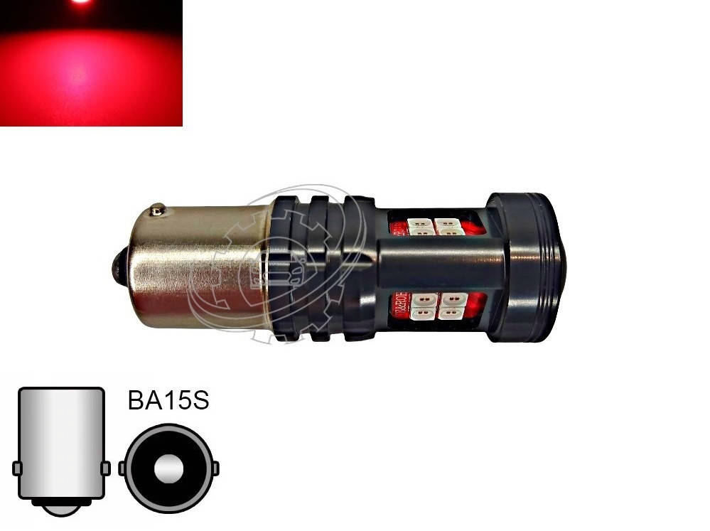 

Автолампа светодиодная LED BSmart T8 P21W 1156 BA15s 3030 15SMD 10-50В красная
