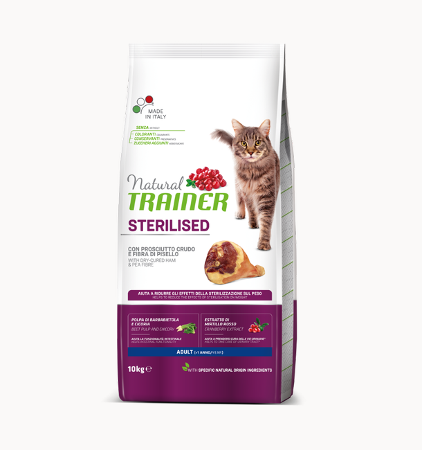 

Trainer Natural Adult Sterilised with dry-cured ham Сухой корм для стерилизованных кошек от 1 года 10 кг АКЦИЯ! 2 шт + 1.5 кг