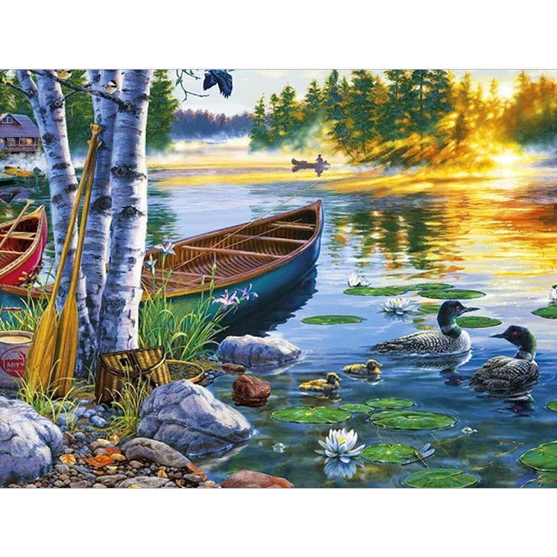 

Алмазная мозаика 40х50 см DIY Утро на берегу озера (SL 73217)