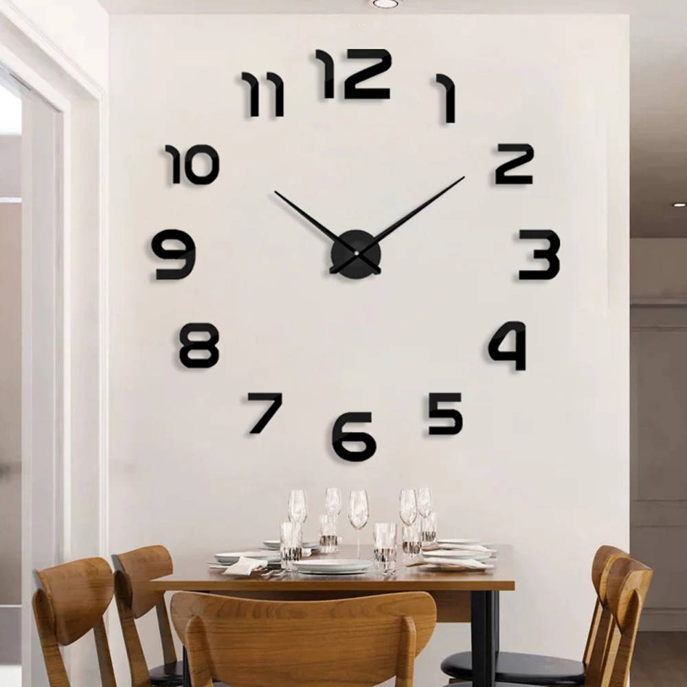 

Часы настенные DIY Clock NEW black с цифрами. Диаметр до 60 см.