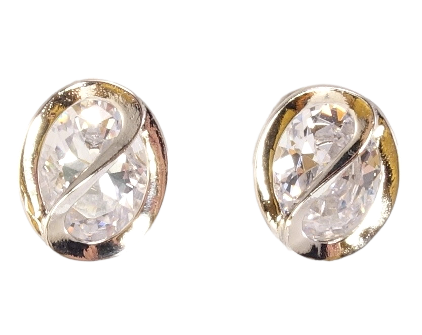 

Серьги СМ Родий гвоздики (пусеты) "Кристаллы в декоративной оправе" узор на одну сторону