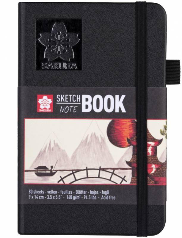 

Блокнот Sakura Sketch, 140 г/м2, 9х14 см, 80 л, чорний, Sakura, Черный