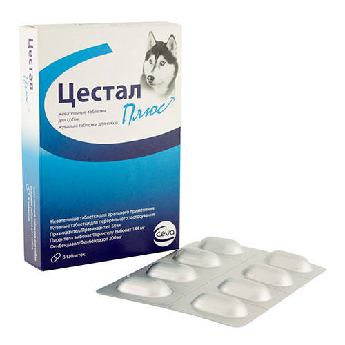 

Цестал Плюс антигельминтик для щенков и собак со вкусом печени упаковка 8 таблеток Ceva