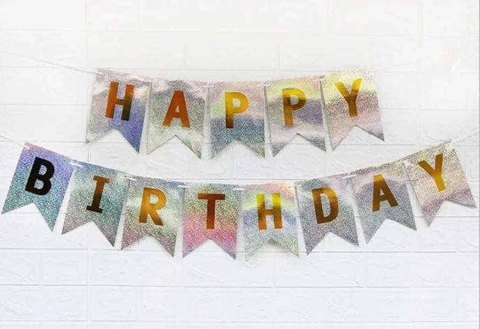 

Гирлянда "Happy Birthday", серебряная лазер