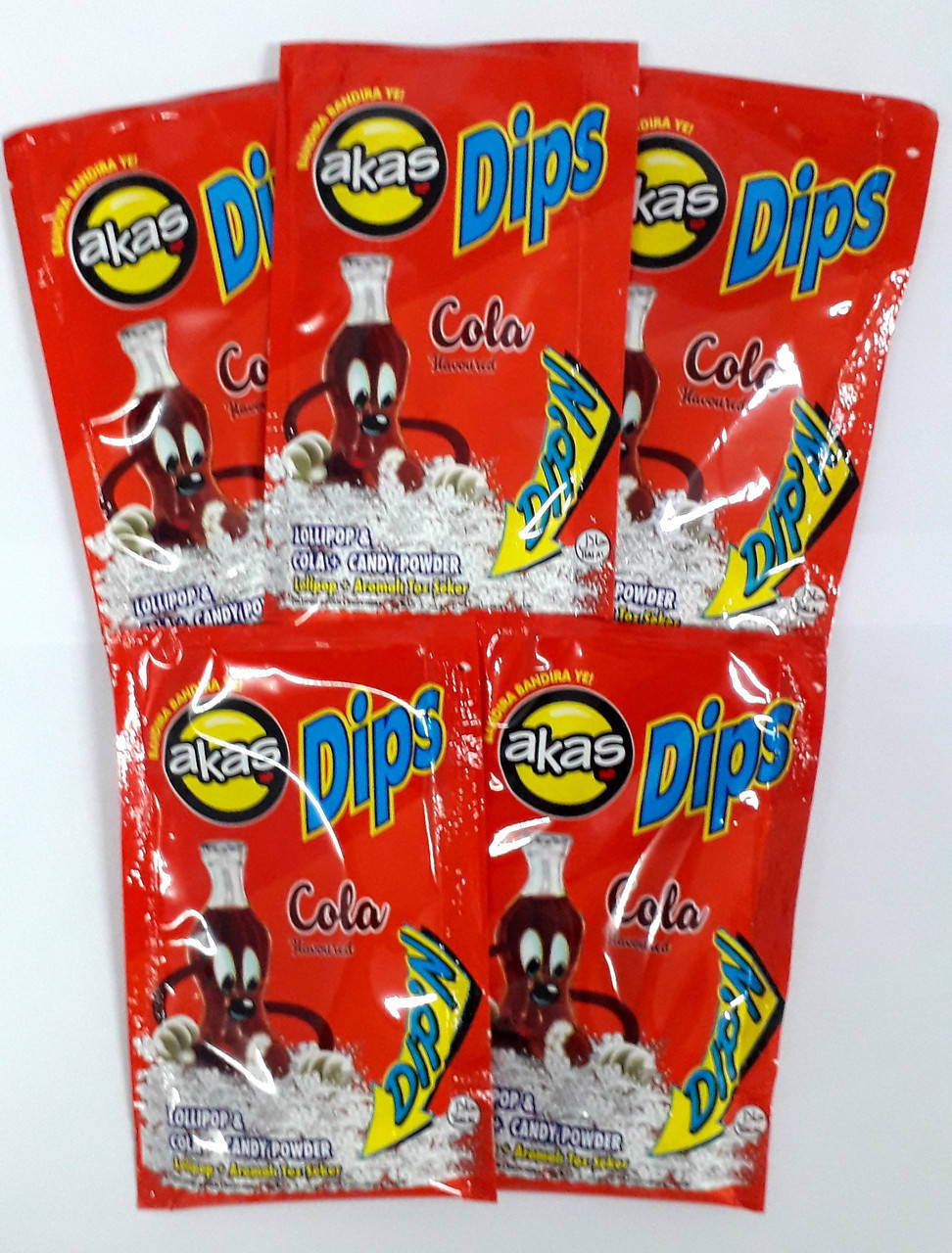 

Леденец на палочке+сахарная пудра "Dips" кола. ТМ Akas.36шт