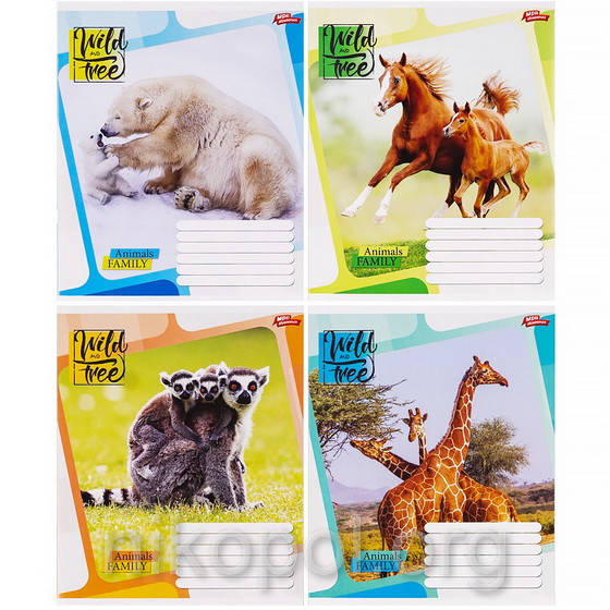 

Тетрадь школьная 18 листов клетка, серия "Дикие и свободные", белизна 100%