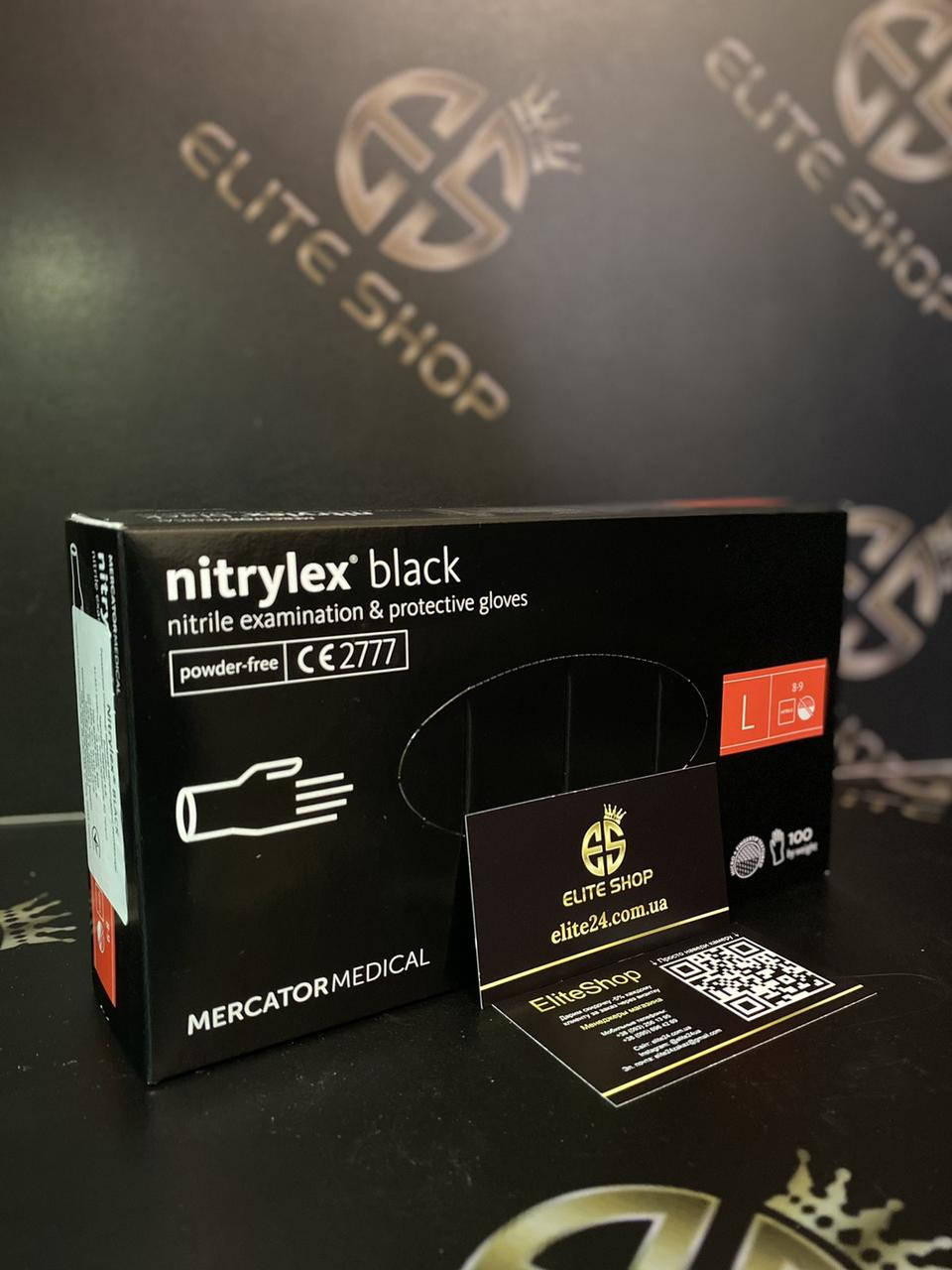 

Без пудры, не стерильные черные нитриловые перчатки M,L Medicom Nitrylex Mercator Black 100 шт! Лучшая цена!, Черный