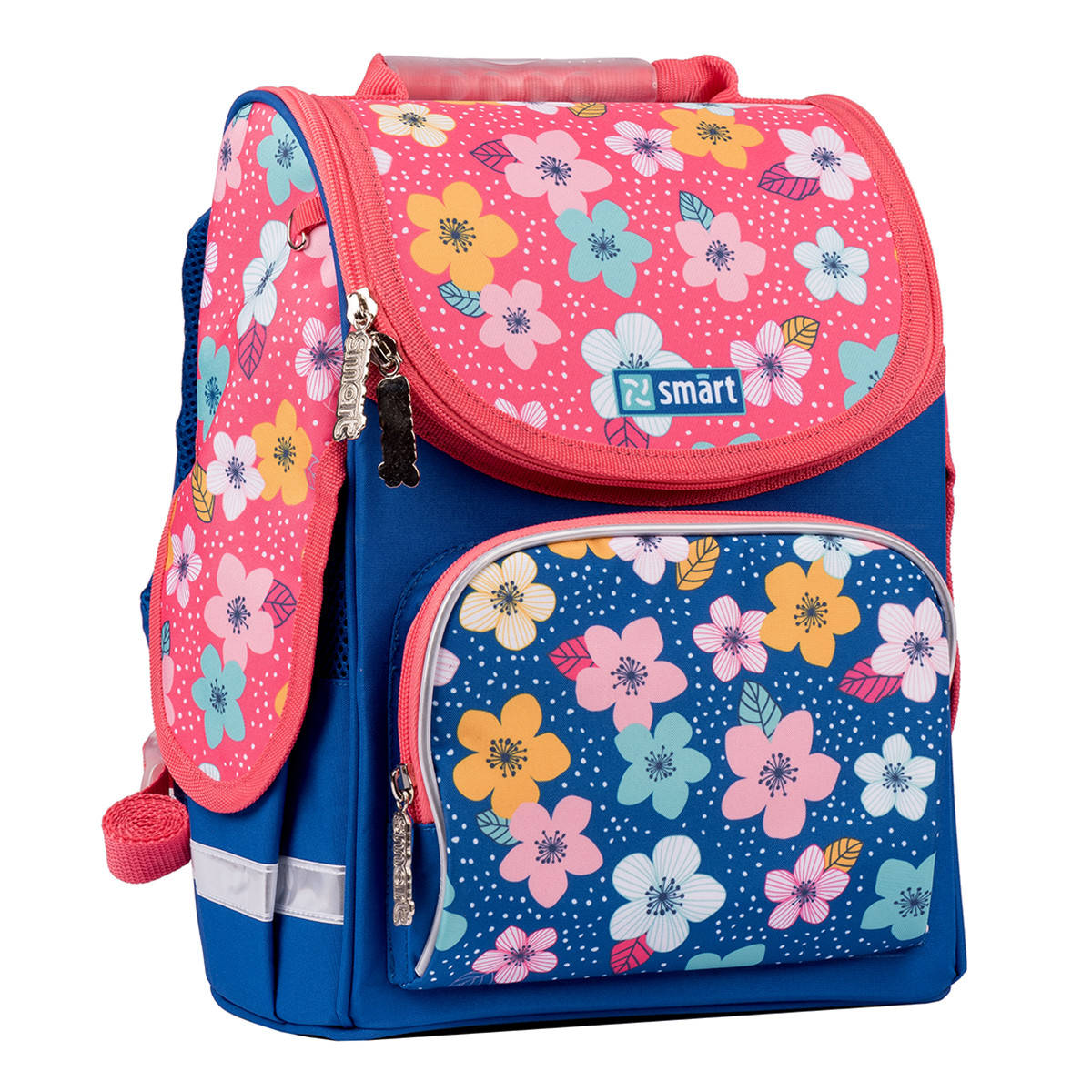 

Рюкзак шкільний каркасний Smart PG-11 Flowers melody, синий/коралловый,557127,Smart,