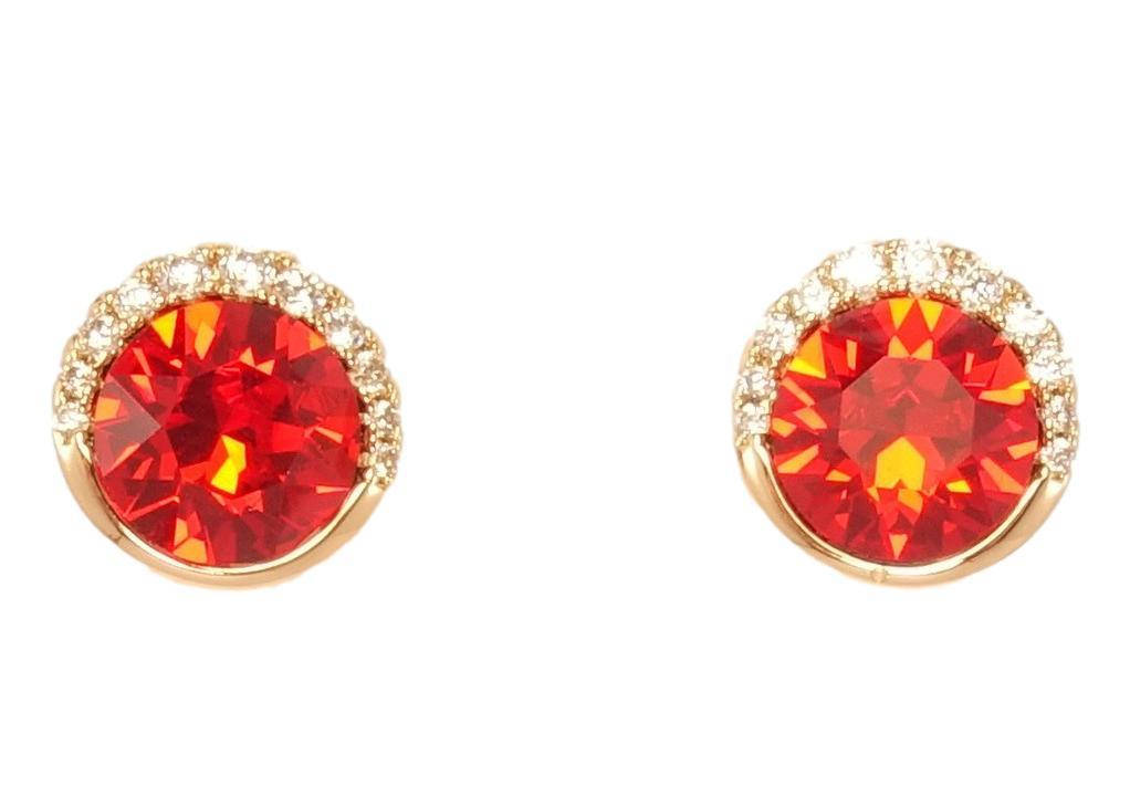 

Серьги Xuping Позолота 18K с кристаллами Swarovski гвоздики "Кристалл Red Magma в оправе с цирконием" ø 9мм