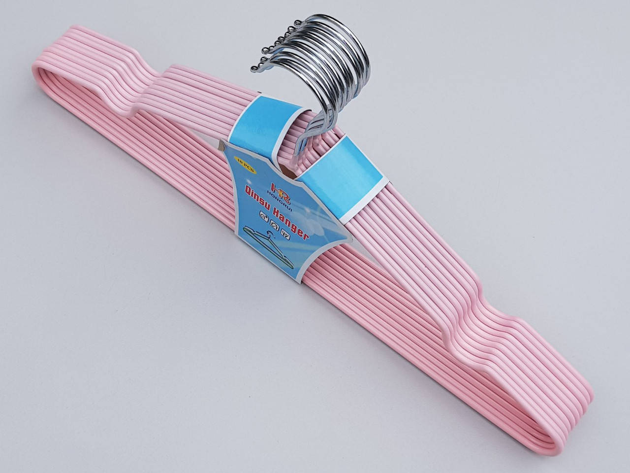 

Плечики металлический в силиконовом покрытии розового цвета, длина 40,5 см, в упаковке 10 штук, Розовый