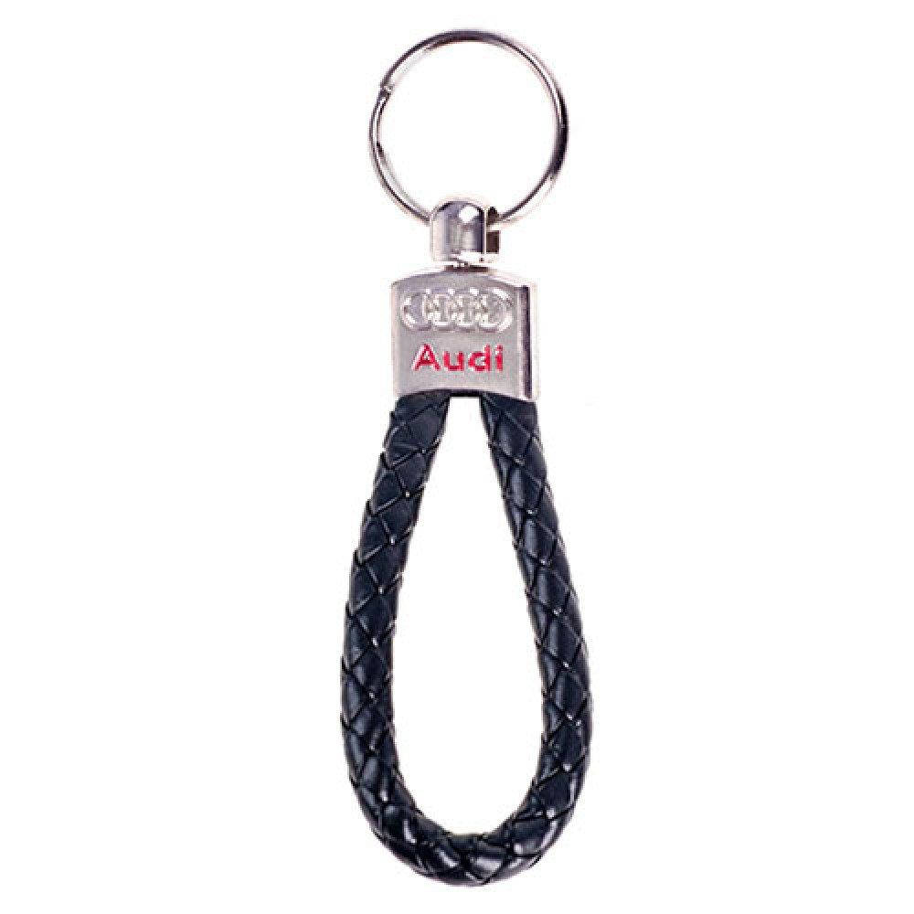 

БРЕЛОК ДЛЯ АВТОМОБИЛЬНЫХ КЛЮЧЕЙ С ЛОГОТИПОМ AUDI ПЛЕТЕНЫЙ /Брелок кож. зам. плетёный AUDI
