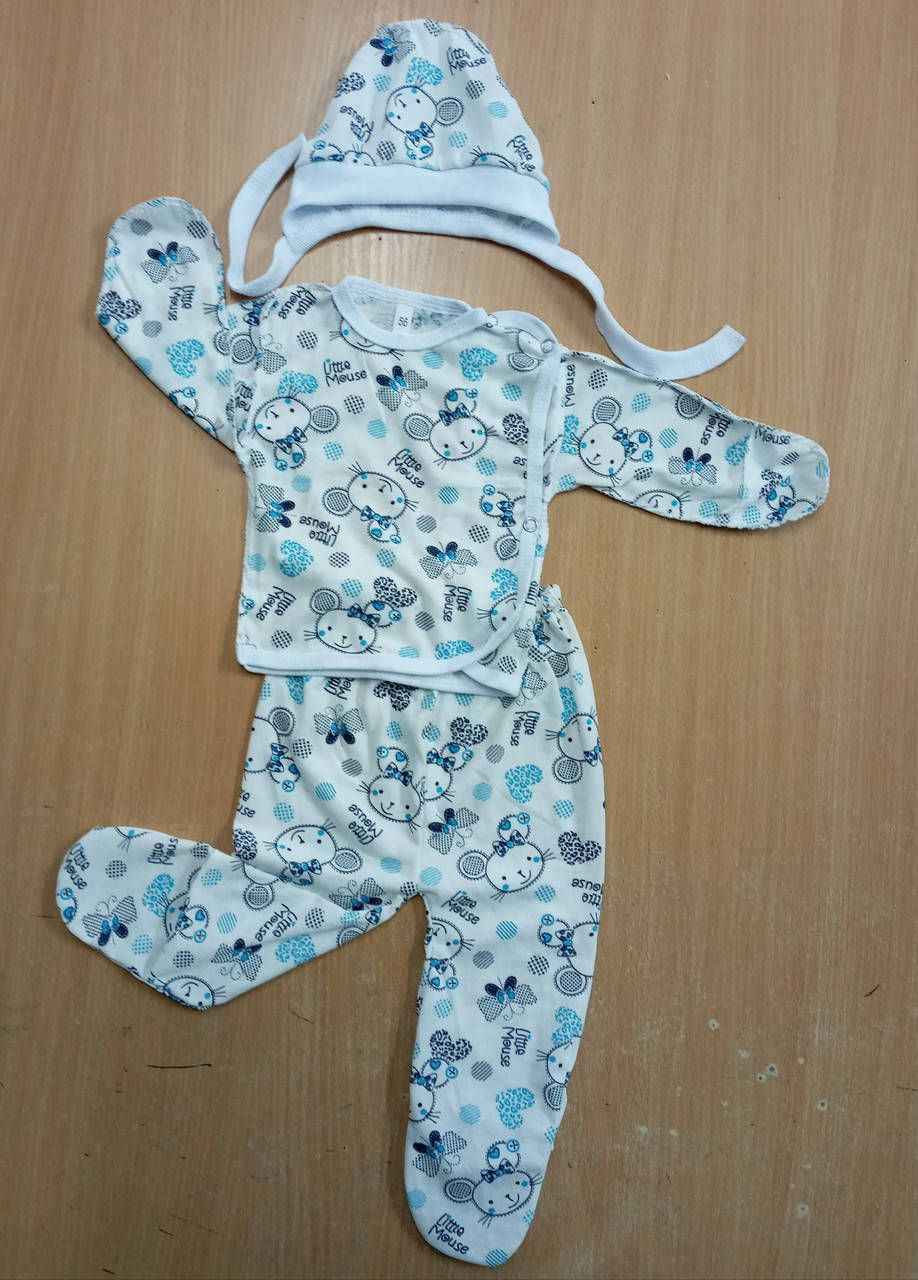 

Кофта-нецарапка, ползунки и шапочка, р.56)кулир
