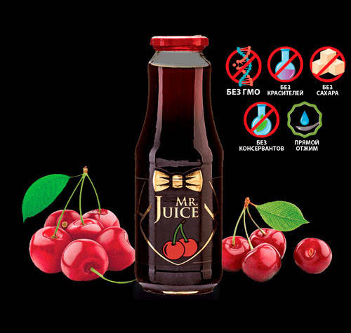 

Вишневый сок Mr Juice прямого отжима, БЕЗ САХАРА 1L