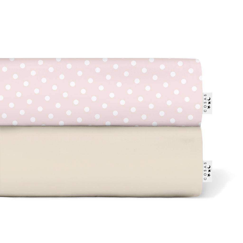 

Простыни детские набор BEIGE / DOTS ROSE, Бежевый