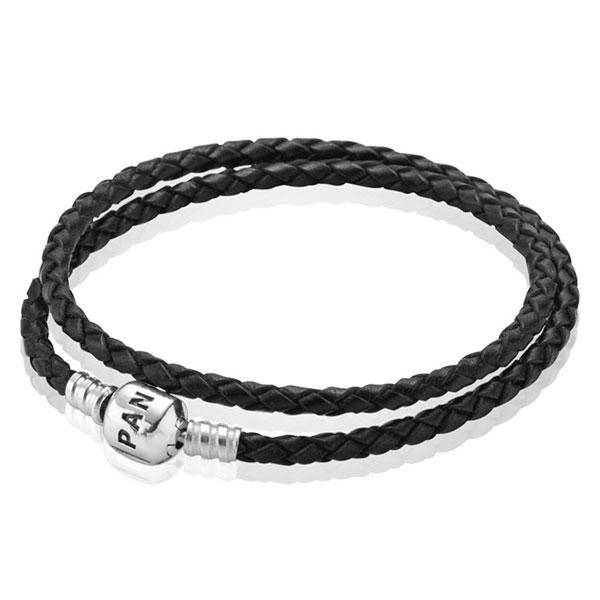 

Пандора Двойной кожаный браслет черный (40 см) Pandora 590705CBK-D1