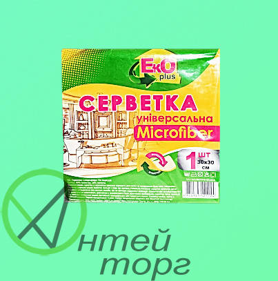 

Ганчірка з мікрофібри універсальна "ECO-PLUS" 30*30см 1шт., Синий