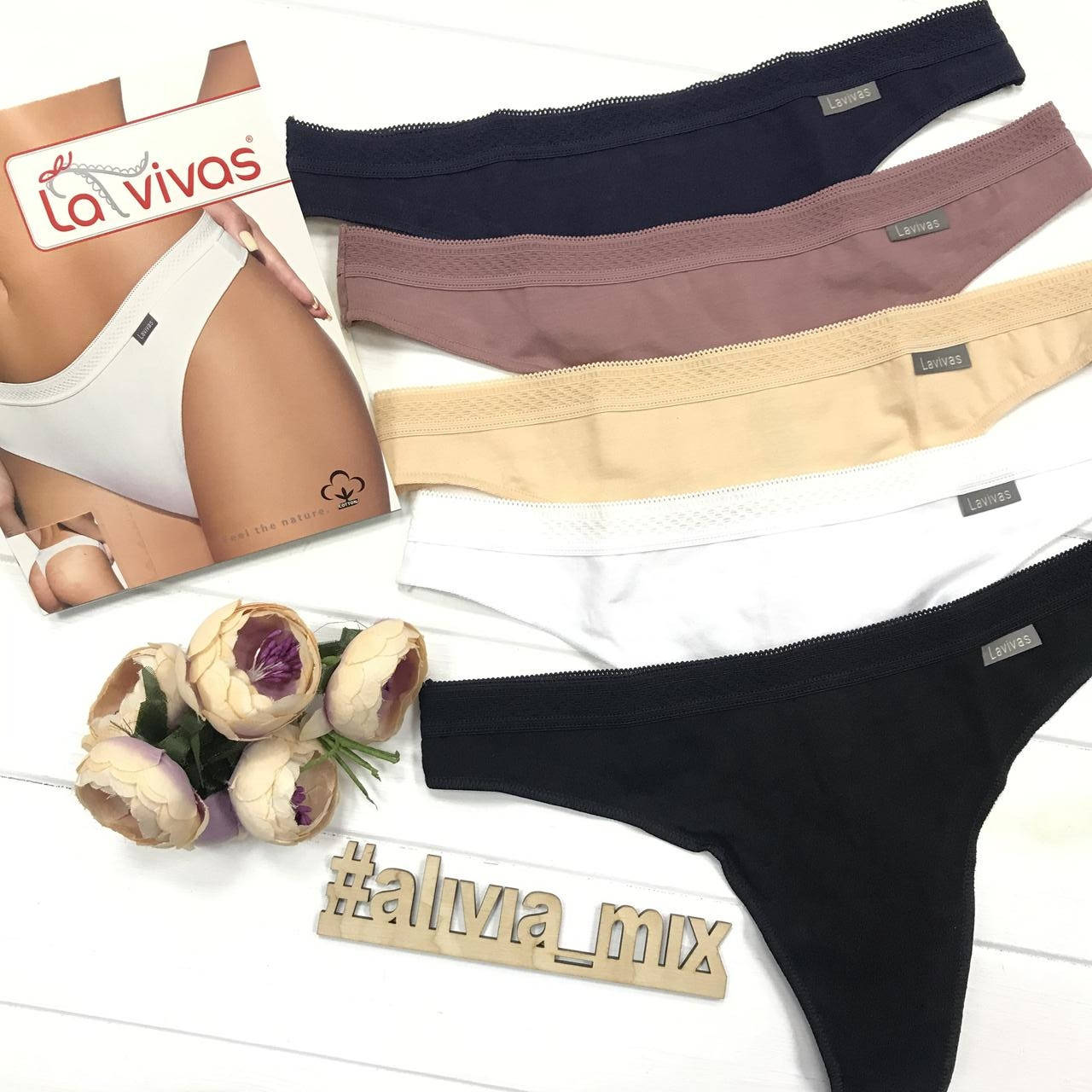 

Женские Стринги хлопковые La Vivas XL, Черный