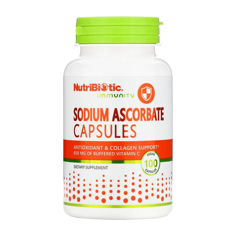 

Витамин C, 850 мг, NutriBiotic, аскорбат натрия, 100 капсул