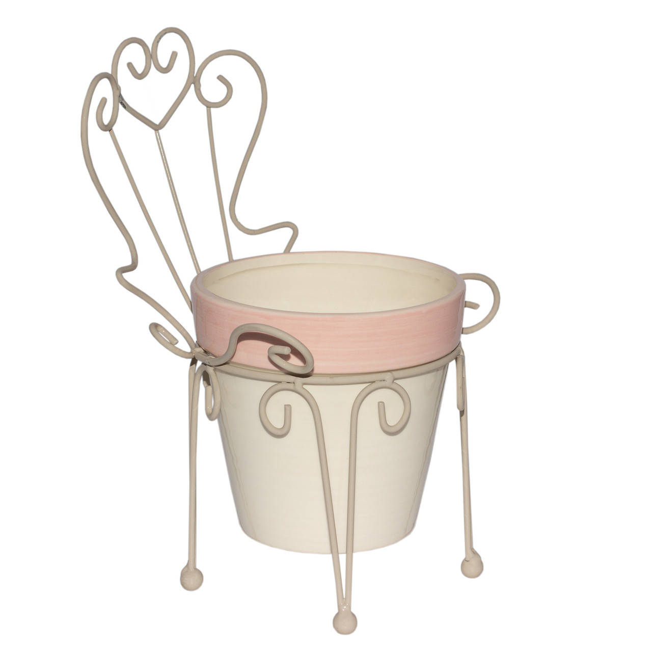 

Садовая фигурка кашпо стул металлический с горшком, 23,5х16х15 см, бежевый, керамика (820283)