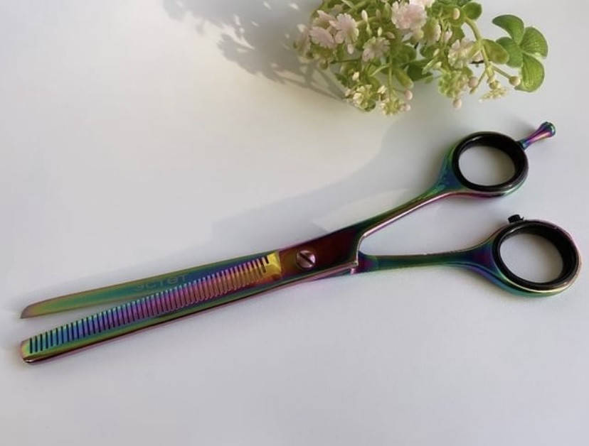 

Ножницы для стрижки филировочные стальные ЭСТЕТ размер 8, хамелеон