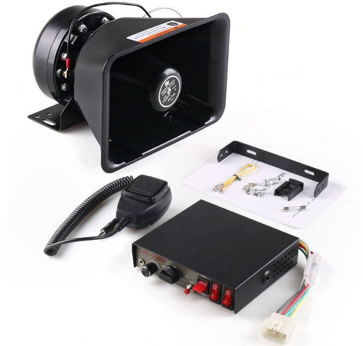 

Спецсигнал СГУ 12v 200w 9 мелодий, Рупор + блок спецсигналов с микрофоном, полицейская сирена, мегафон 200 Ват