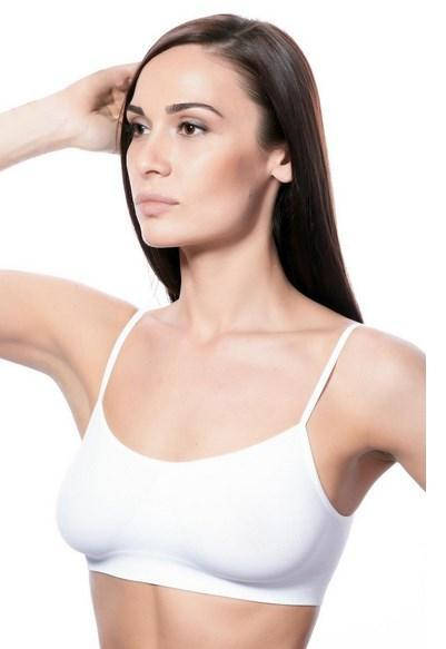 

Женский бесшовный топ на тонких бретельках спортивный Giulia Brassiere Bianco S/M Белый