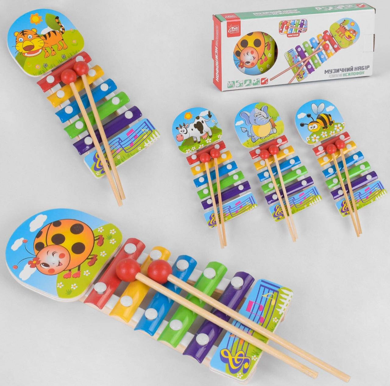 

Деревянный ксилофон со стучалочкой FUN GAME 88933