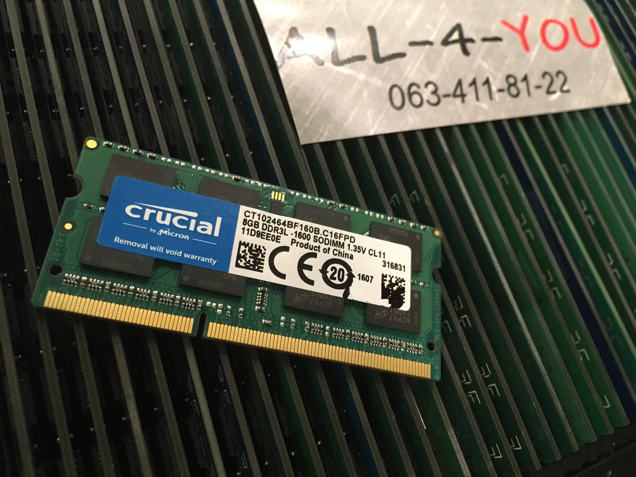 

Оперативна пам`ять Crucial DDR3 8GB 1.35V SO-DIMM PC3 12800S 1600mHz Intel/AMD