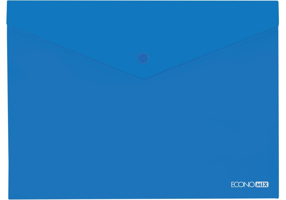 

Папка-конверт на кнопке А5 EconoMix E31316-02 прозрачная синяя, Синий