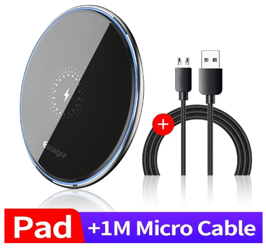 

Беспроводное QI зарядное устройство 10W Essager ES-T03 Black or White, Черный/белый